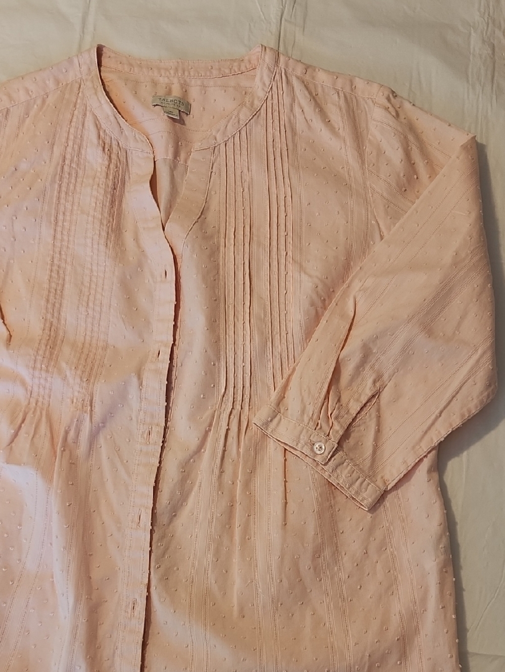 Talbots Light Pink Pintuck Swiss Dot Tunic